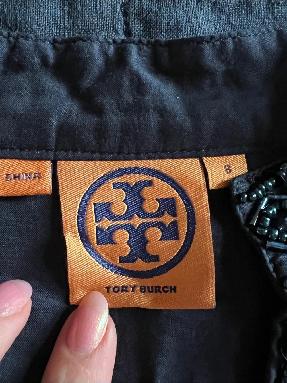 Tory Burch Beaded Navy Blue Tunic Size 8